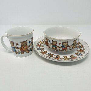 Vintage Bear Friends Action Industries Japan Child Toddler 3 Piece Dining Set